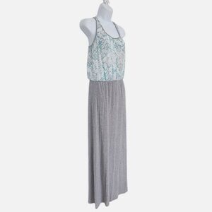 Tart Collections Pomona Mixed Media Tank Maxi Dress gray white snake pattern S